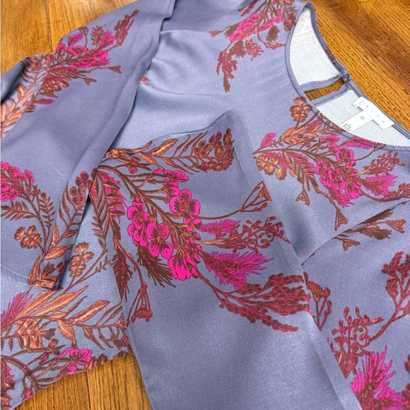 Leith Lavender Floral Satin Shift Dress Size Large, Purple Pink Floral Dress - Picture 9 of 12